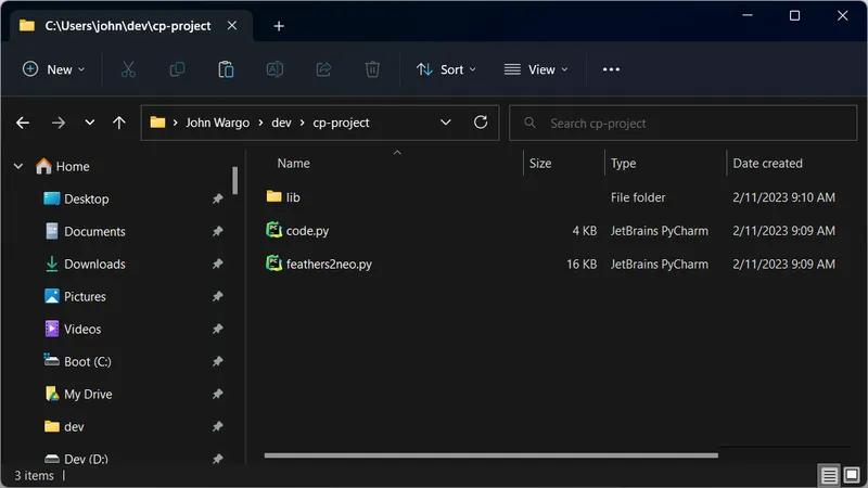 Windows Explorer Project Folder