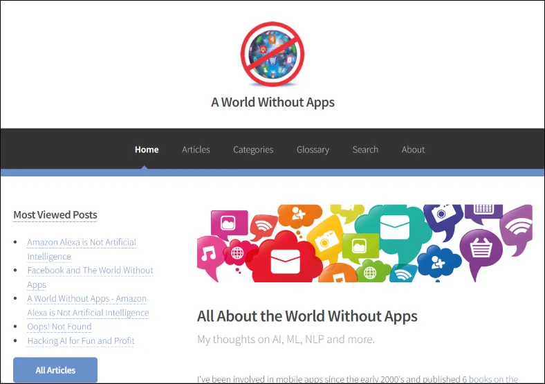 A world without apps home page