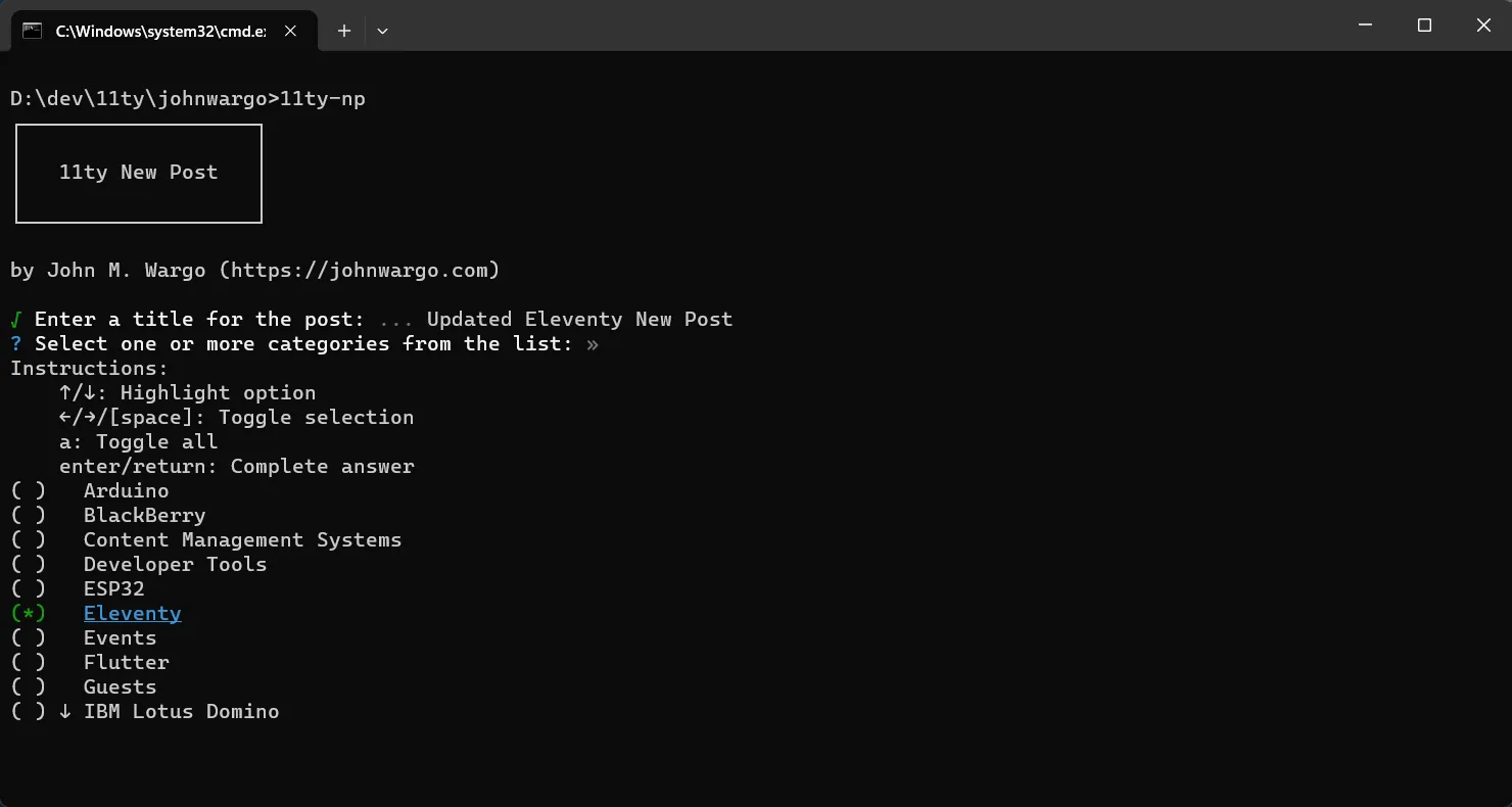 A terminal showing the new version of the package executing
