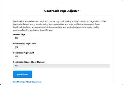 Goodreads Page Adjuster page