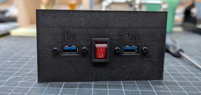 The front of the panel with the USB ports mounted