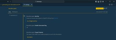 Describer GenAI Settings in Visual Studio Code