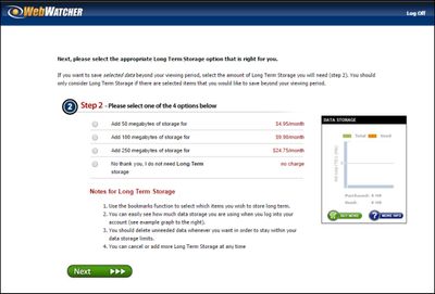 WebWatcher Storage Pricing