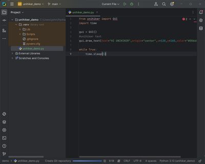 PyCharm IDE with a new project opened