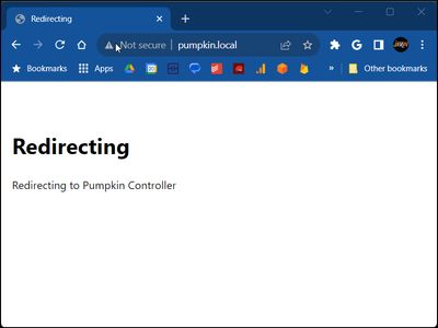 The project's redirect web page running in the browser