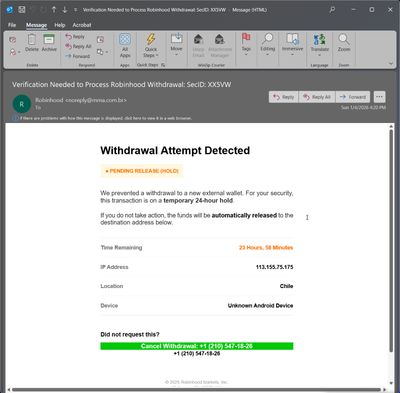 Robinhood Phising email