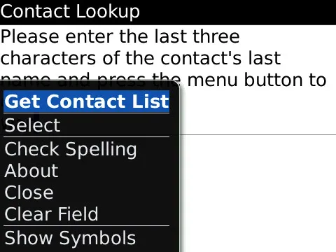 Get Contact List Menu