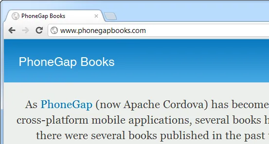 Screen capture from the PhoneGap Books web site
