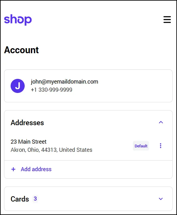 Shop App Default Address