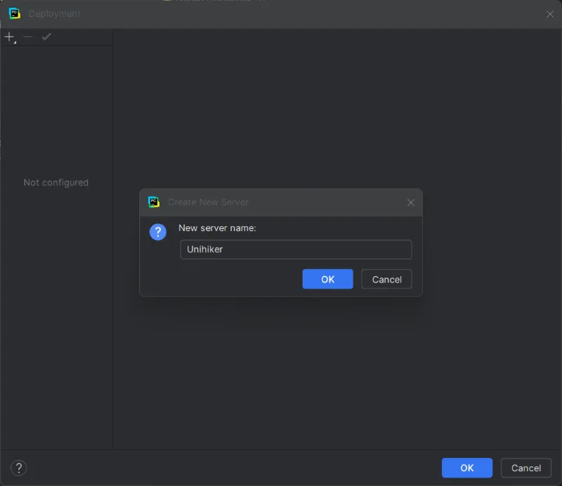 PyCharm Create New Server Dialog