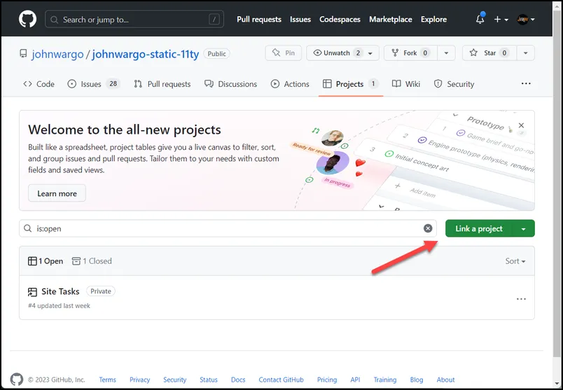 GitHub Projects Page