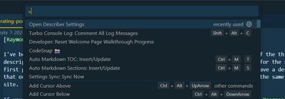 Visual Studio Code Command Palette