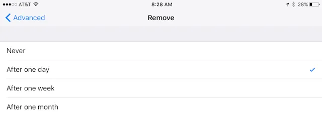 iOS Advanced Mail Settings - Remove Message