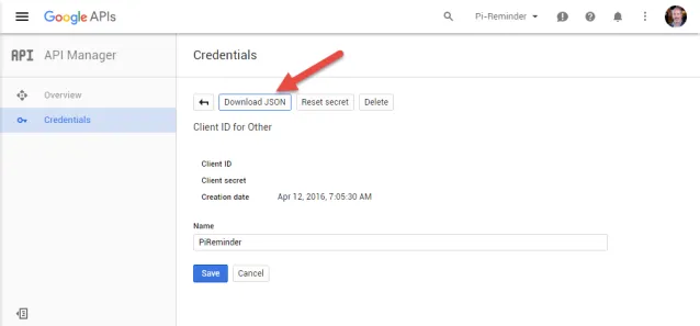 Google API Application Credentials