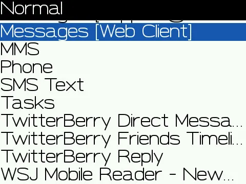 BlackBerry Profiles Application Screen Shot