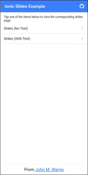 Application Home Page