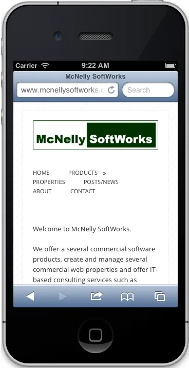  SoftWorks Products Menu on an iOS Device
