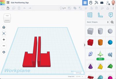 Tinker CAD editing the jigs