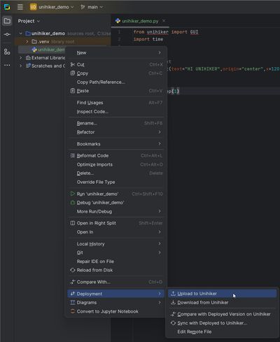 PyCharm Deployment Menu