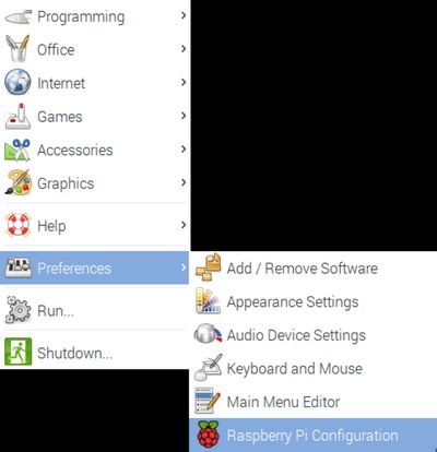 Opening the Raspberry Pi Configuration Utility