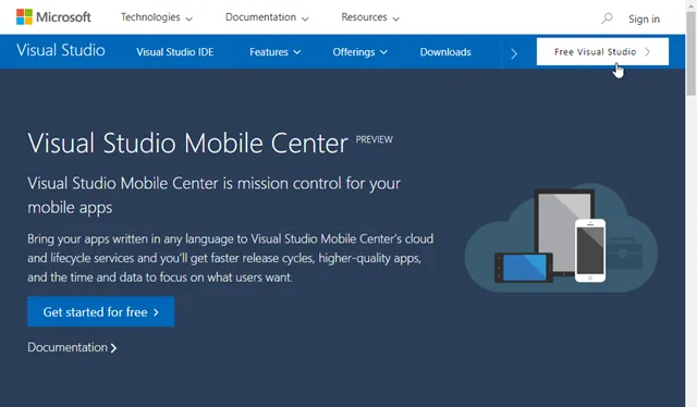 Microsoft Visual Studio Mobile Center