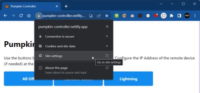 Pumpkin Controller web app hosted remotely