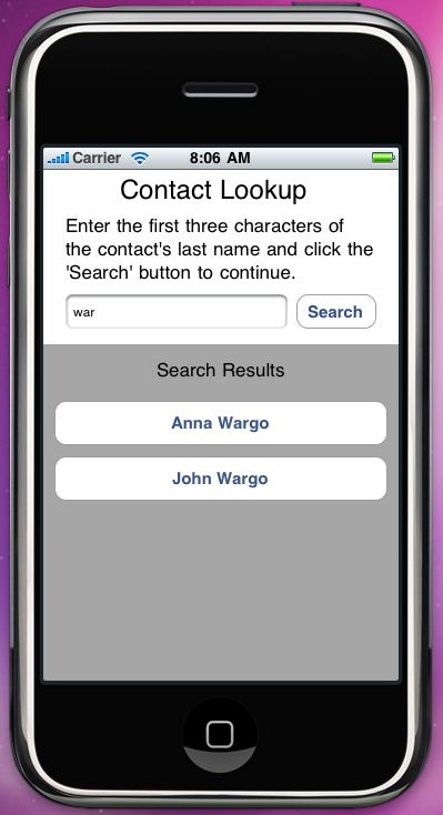 iPhone Contact Lookup Application