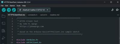 Arduino IDE showing project files as tabs