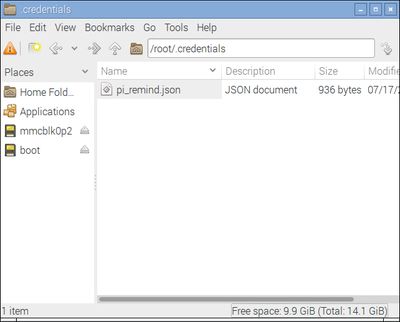Raspbian file manager window