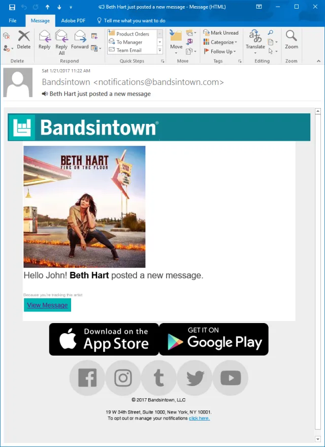 Useless Bandsintown Email
