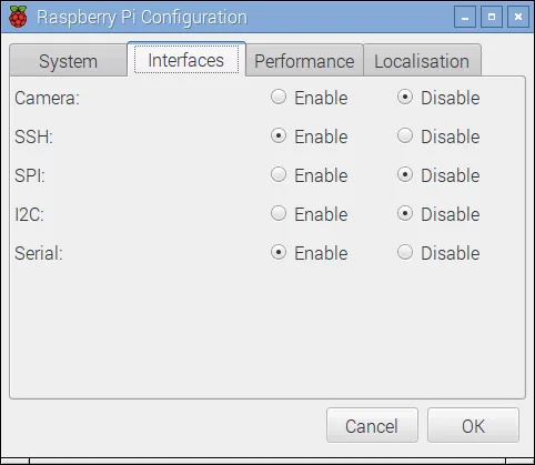 Raspberry Pi Configuration Application Interfaces Tab