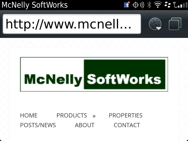 McNelly SoftWorks Home Page on the BlackBerry Browser