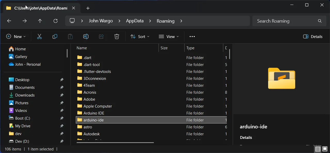 Windows File Explorer showing the app data folder