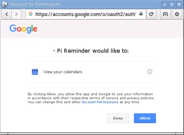 Google Calendar API Authorization