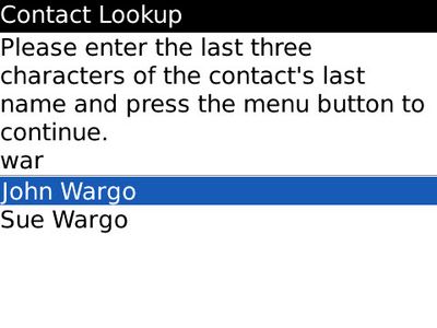 Contact Lookup Results