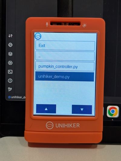 An image of a UniHiker device with a new Python program loaded