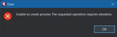Delphi Error Requires Elevation
