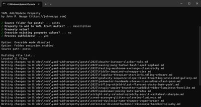 an image of the command running in the terminal