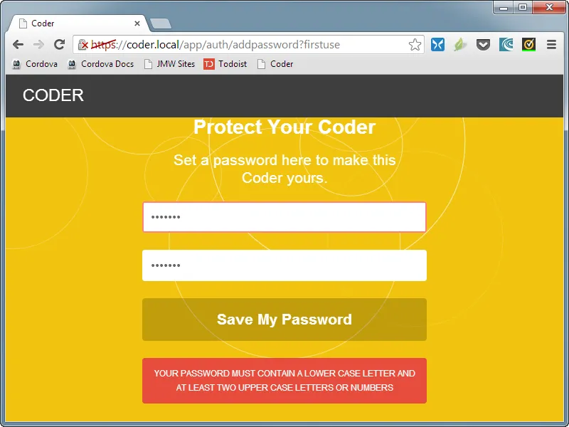 Coder Password Error