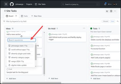 GitHub Projects Repository List
