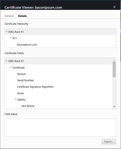 Certificate Hierarchy Details in Chrome