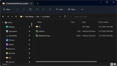 Windows Explorer Project Folder