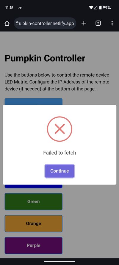 Pumpkin Controller failure calling API