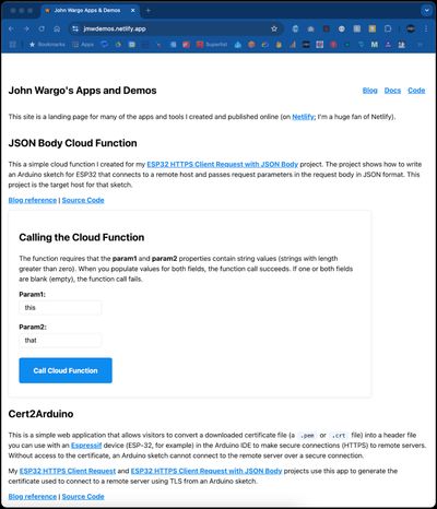 Apps and Demos page