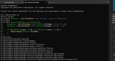 Windows PowerShell search results